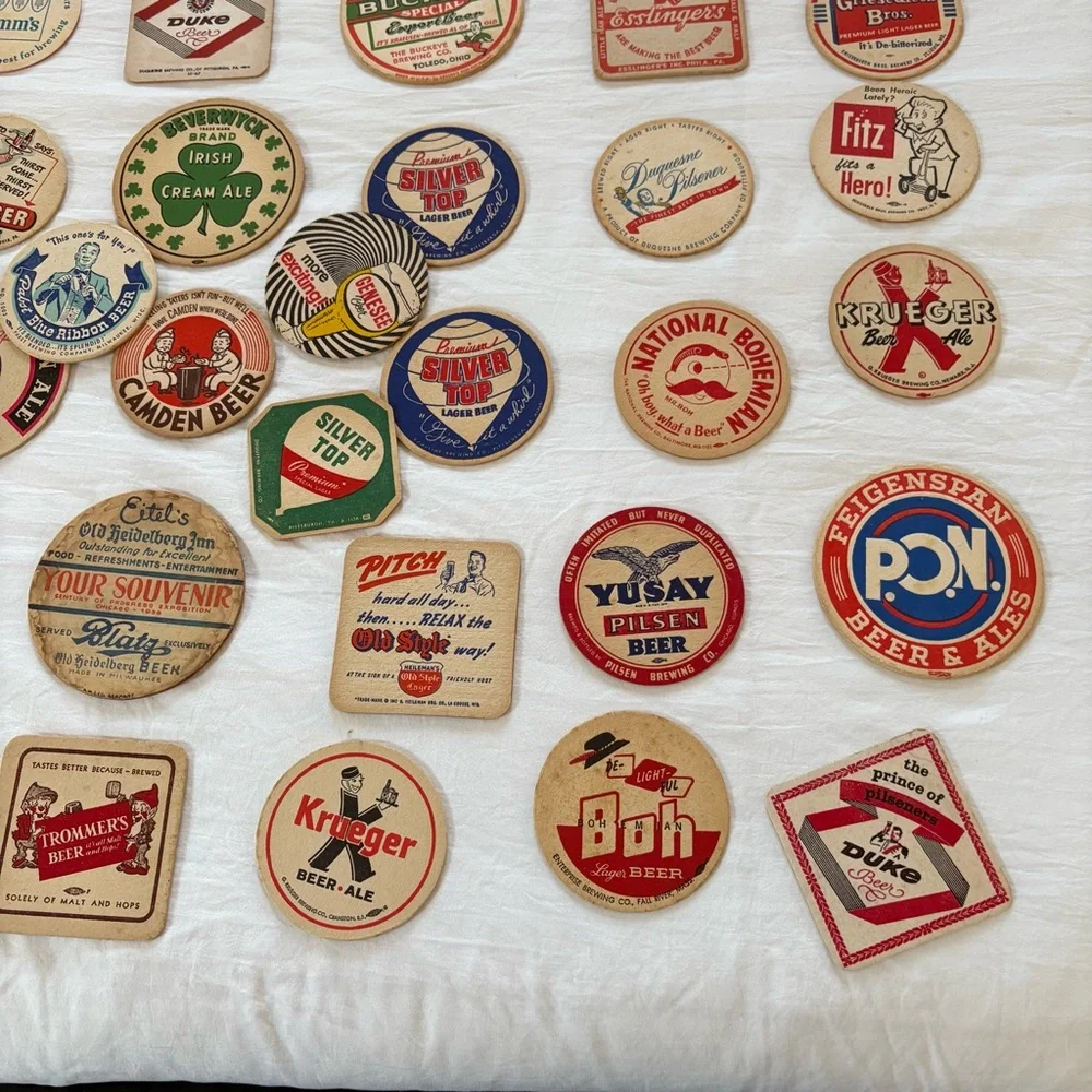 Vintage Beer coaster 1930’s - 60s brewery cardboard collection lot of 45